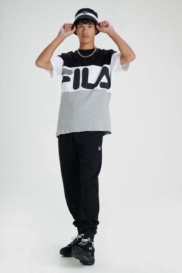 Fila Vialli Men's Tee - Black/Grey/White,NZ 895-69572